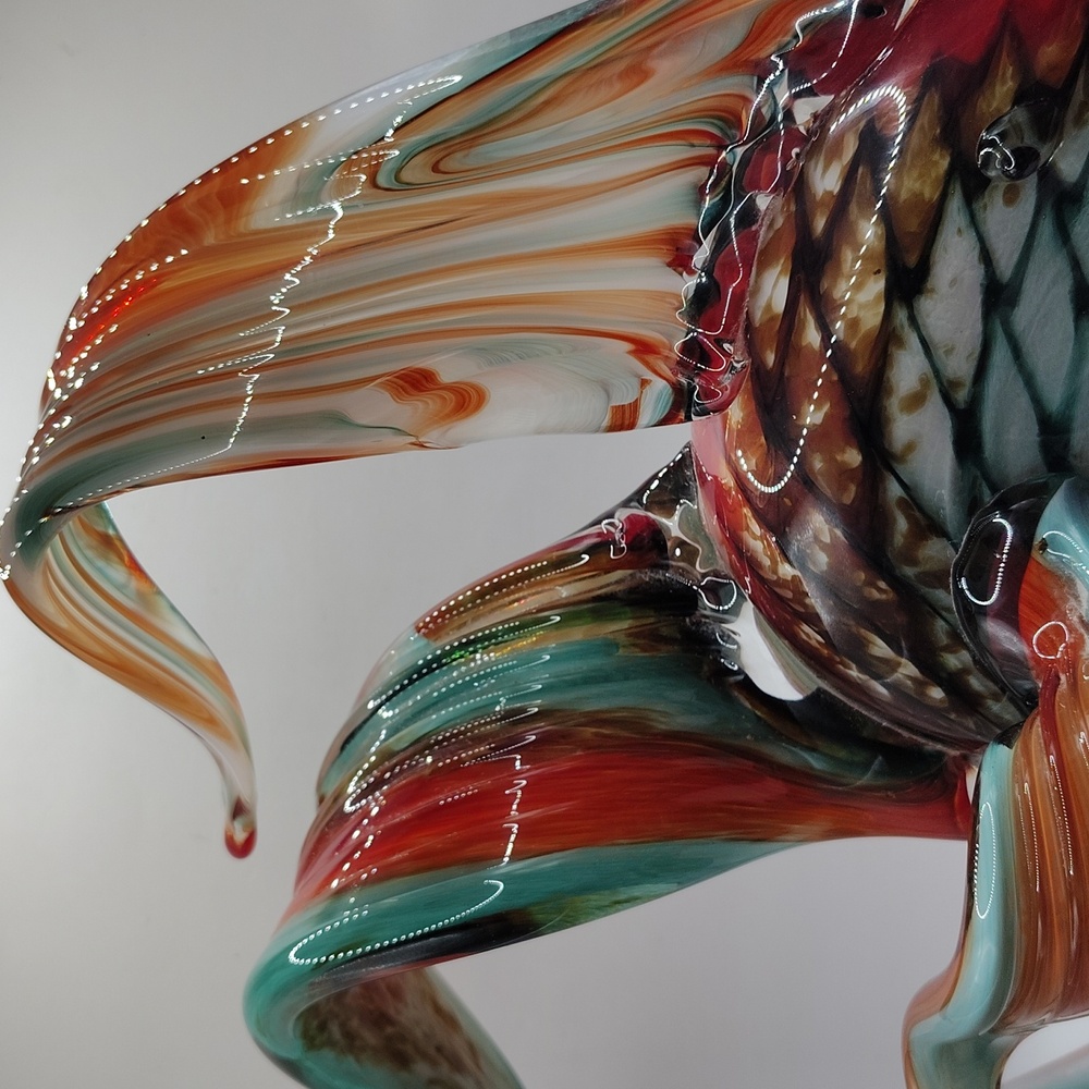 Hudson Glass Company Gorgeous Large Angel Fish Blown Glass Sculpture 14"L x 12"H - Picture 5 of 9